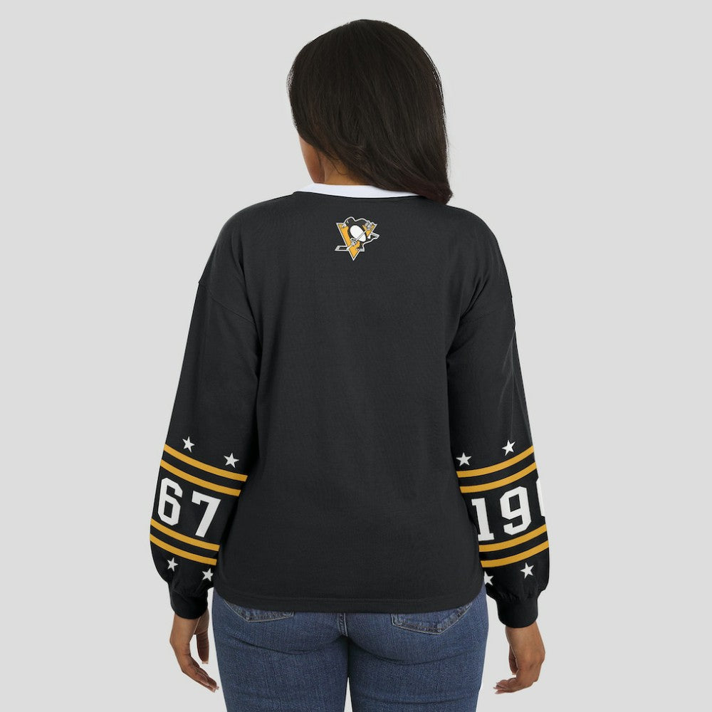 Pittsburgh Penguins WEAR by Erin Andrews Women's Long-Sleeve Sport T-Shirt - Black | US 202830814