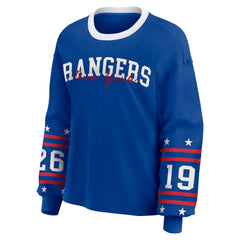 New York Rangers WEAR by Erin Andrews Women's Long-Sleeve Sport T-Shirt - Blue | US 202830817