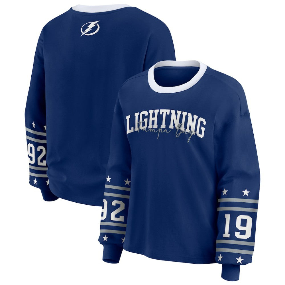 Tampa Bay Lightning WEAR by Erin Andrews Women's Long-Sleeve Sport T-Shirt - Blue | US 202830820