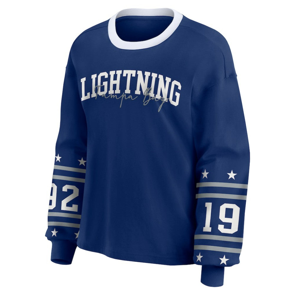 Tampa Bay Lightning WEAR by Erin Andrews Women's Long-Sleeve Sport T-Shirt - Blue | US 202830820