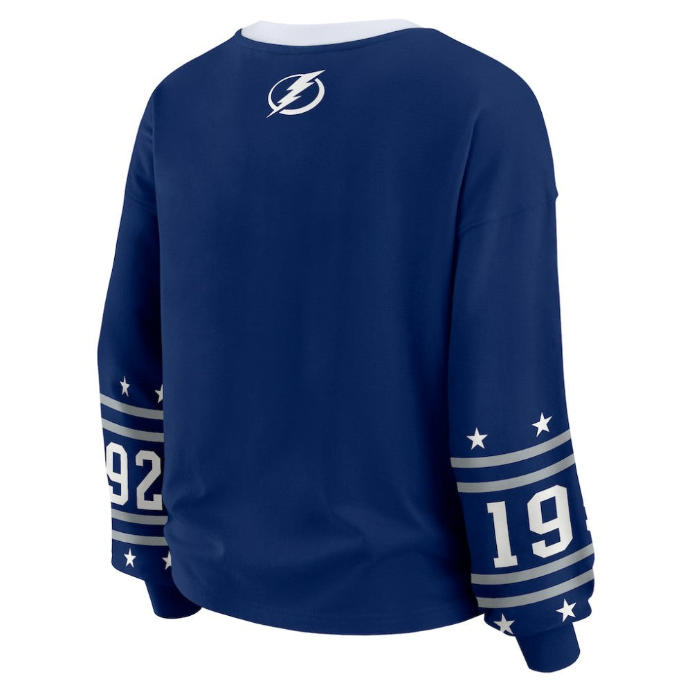 Tampa Bay Lightning WEAR by Erin Andrews Women's Long-Sleeve Sport T-Shirt - Blue | US 202830820