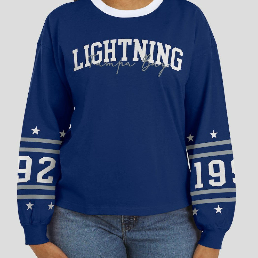 Tampa Bay Lightning WEAR by Erin Andrews Women's Long-Sleeve Sport T-Shirt - Blue | US 202830820