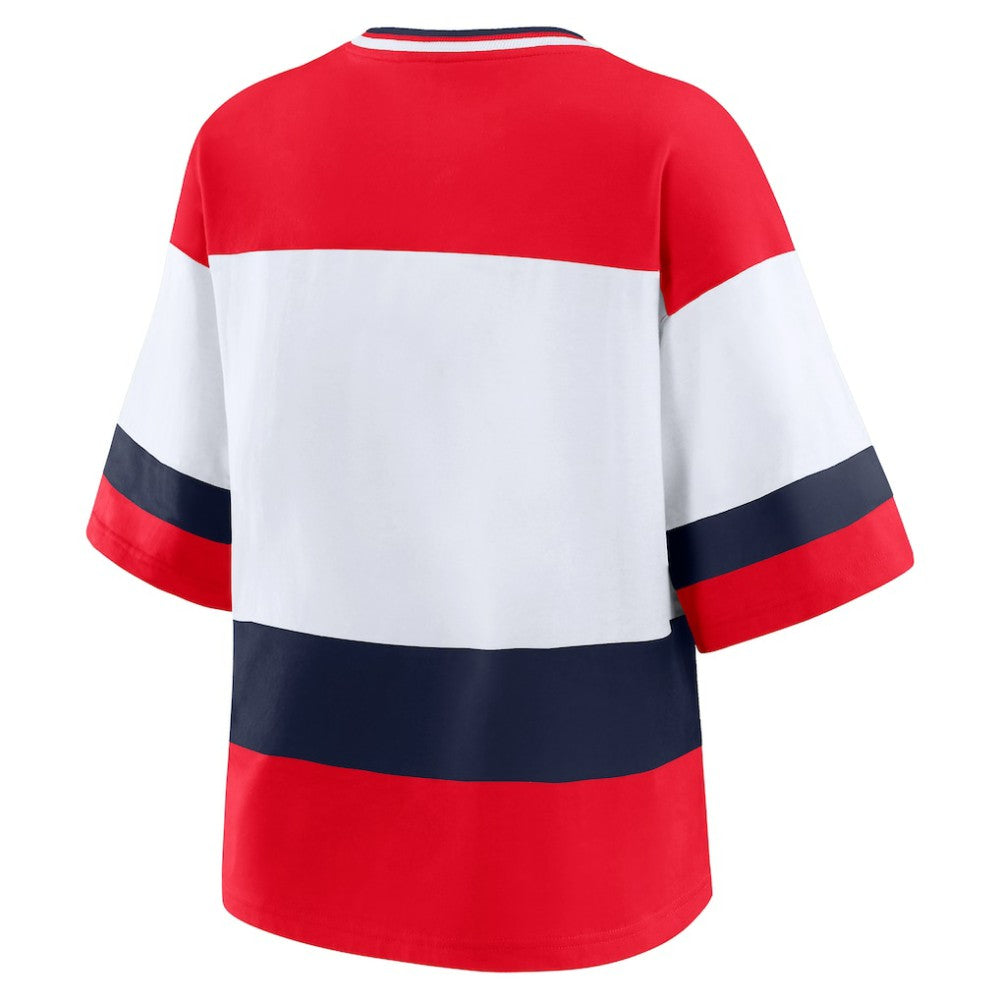 Washington Capitals WEAR by Erin Andrews Women's Jersey Style Tee - Red/White | US 202830837