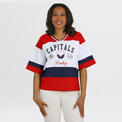 Washington Capitals WEAR by Erin Andrews Women's Jersey Style Tee - Red/White | US 202830837