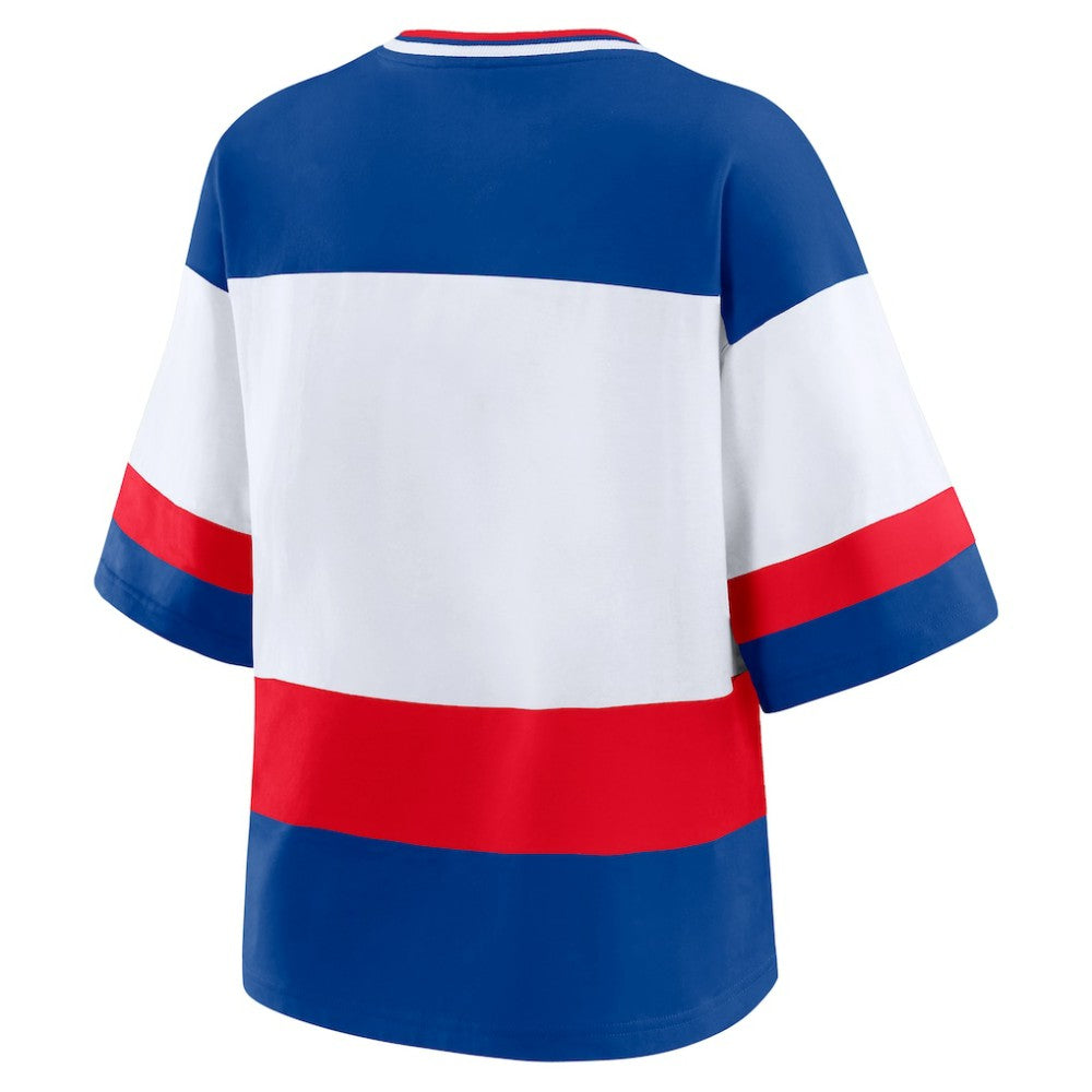 New York Rangers WEAR by Erin Andrews Women's Jersey Style Tee - Blue/White | US 202830838