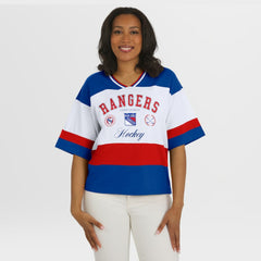 New York Rangers WEAR by Erin Andrews Women's Jersey Style Tee - Blue/White | US 202830838