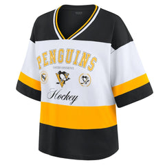 Pittsburgh Penguins WEAR by Erin Andrews Women's Jersey Style Tee - Black/White | US 202830839