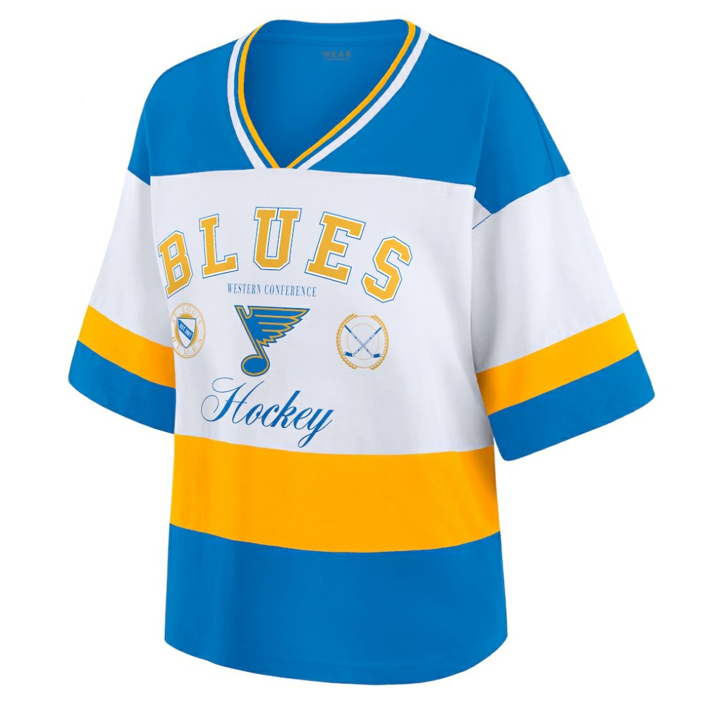 St. Louis Blues WEAR by Erin Andrews Women's Jersey Style Tee - Blue/White | US 202830840