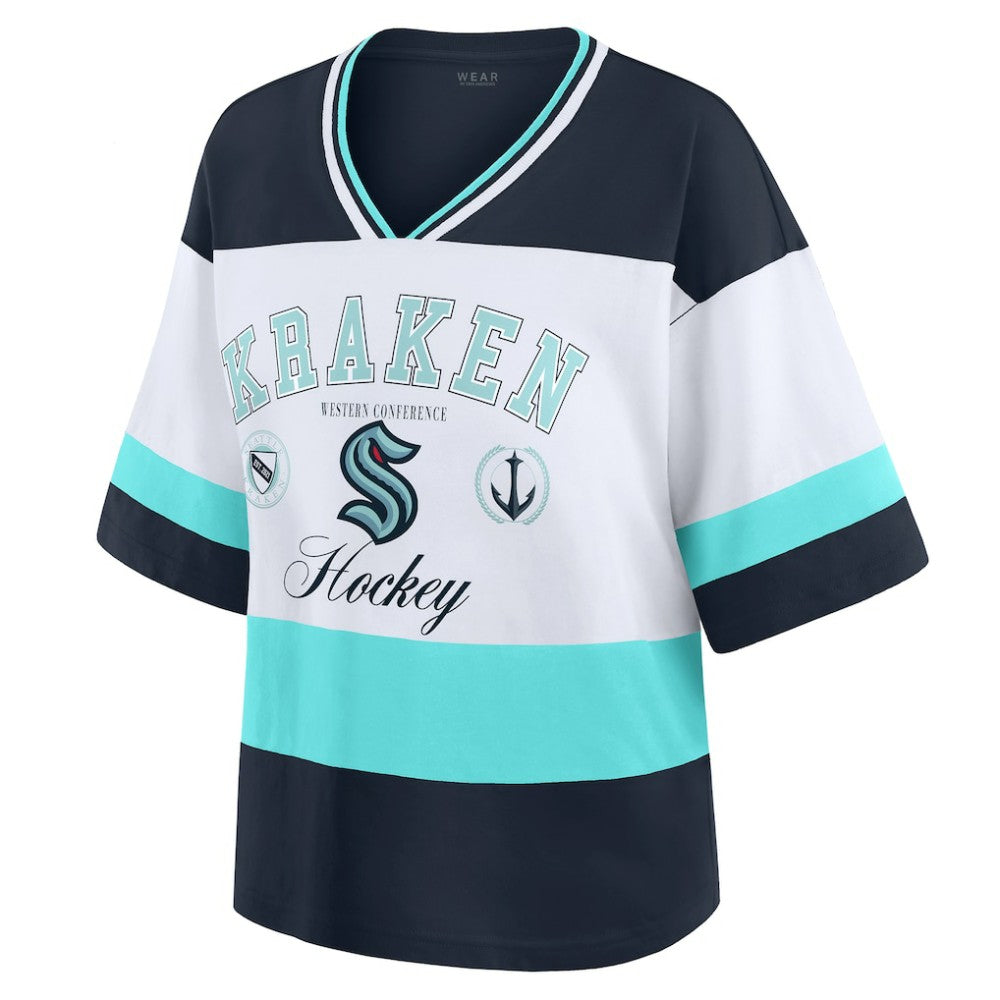 Seattle Kraken WEAR by Erin Andrews Women's Jersey Style Tee - Black/White | US 202830841