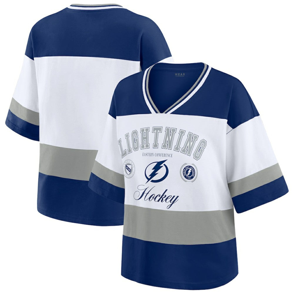 Tampa Bay Lightning WEAR by Erin Andrews Women's Jersey Style Tee - Blue/White | US 202830842