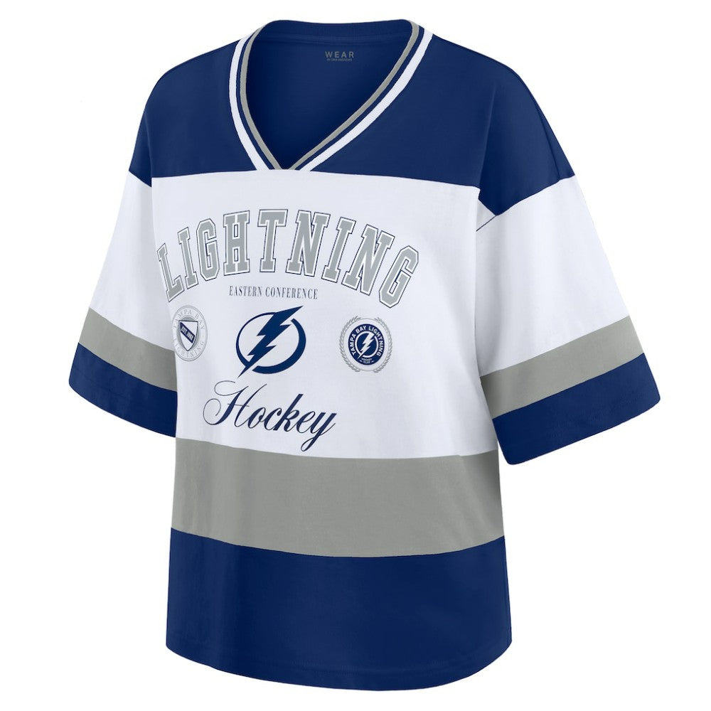 Tampa Bay Lightning WEAR by Erin Andrews Women's Jersey Style Tee - Blue/White | US 202830842