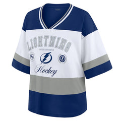 Tampa Bay Lightning WEAR by Erin Andrews Women's Jersey Style Tee - Blue/White | US 202830842