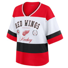 Detroit Red Wings WEAR by Erin Andrews Women's Jersey Style Tee - Red/White | US 202830845