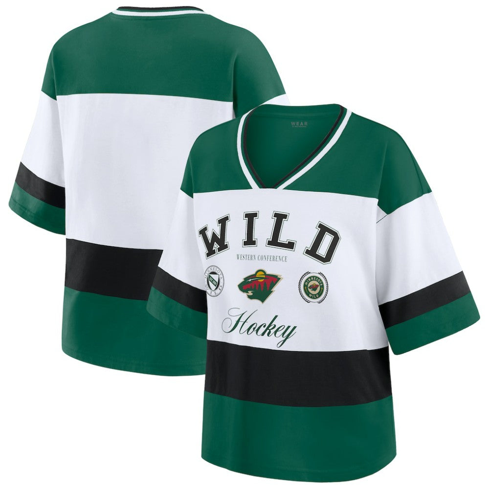 Minnesota Wild WEAR by Erin Andrews Women's Jersey Style Tee - Green/White | US 202830846