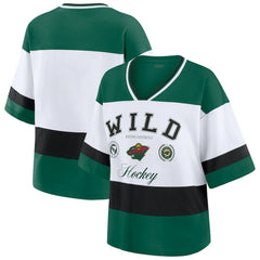 Minnesota Wild WEAR by Erin Andrews Women's Jersey Style Tee - Green/White | US 202830846