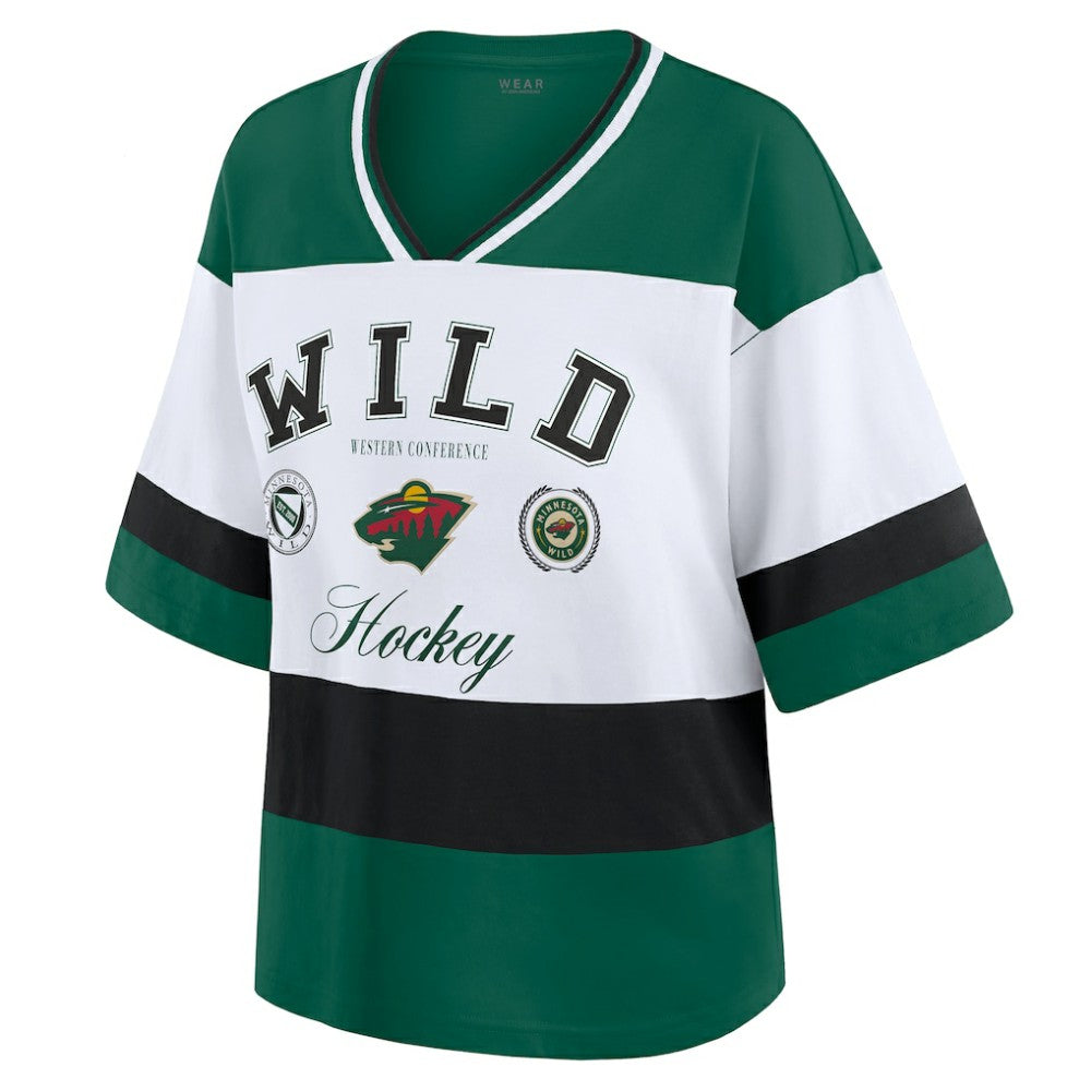 Minnesota Wild WEAR by Erin Andrews Women's Jersey Style Tee - Green/White | US 202830846
