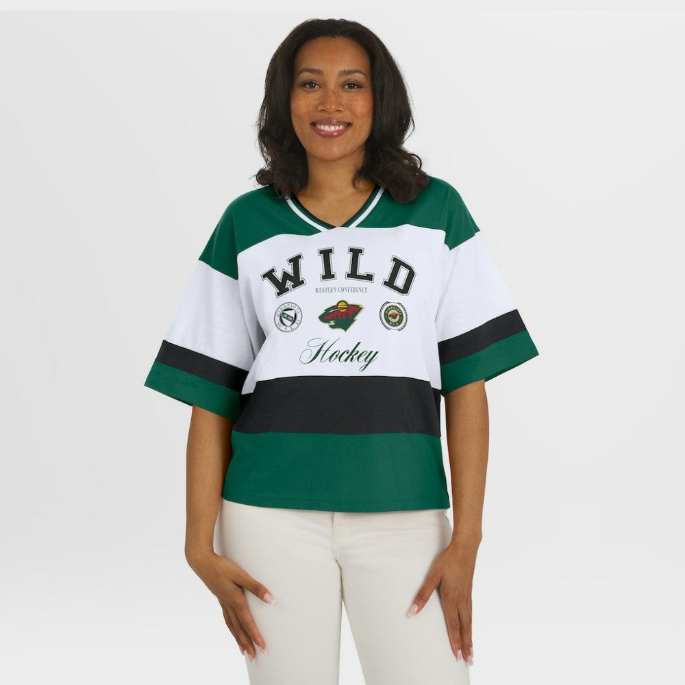 Minnesota Wild WEAR by Erin Andrews Women's Jersey Style Tee - Green/White | US 202830846