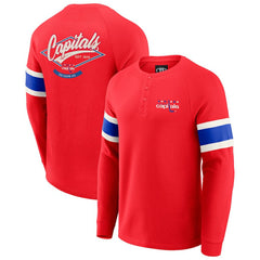 Washington Capitals Darius Rucker Collection by Fanatics Waffle-Knit Raglan Long Sleeve Henley T-Shirt - Red | US 202831281