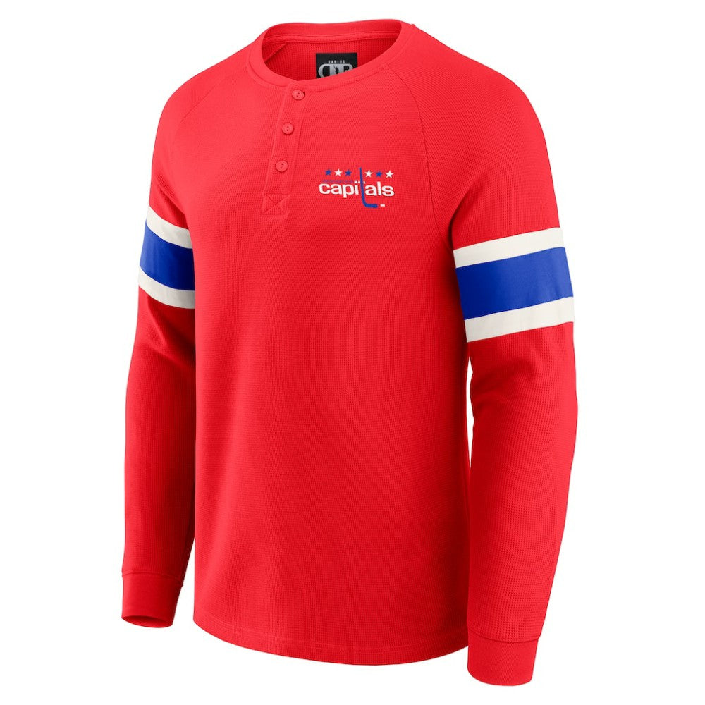 Washington Capitals Darius Rucker Collection by Fanatics Waffle-Knit Raglan Long Sleeve Henley T-Shirt - Red | US 202831281