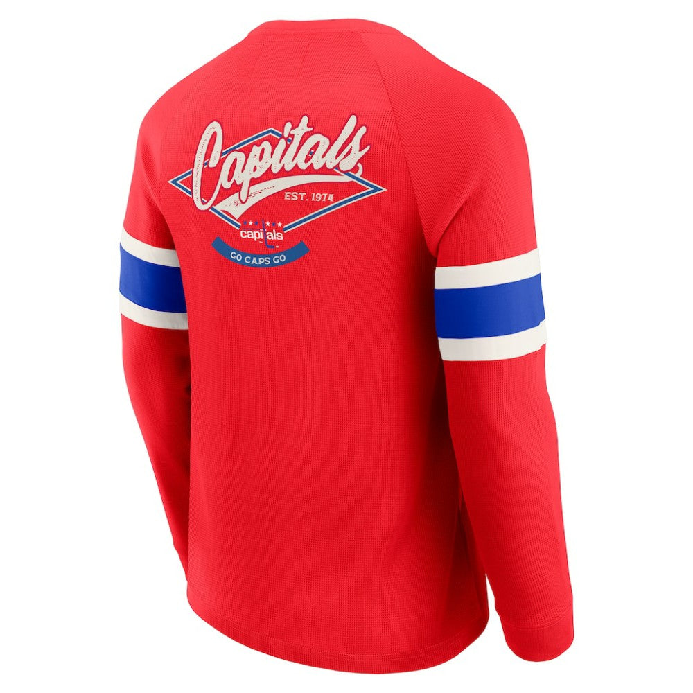 Washington Capitals Darius Rucker Collection by Fanatics Waffle-Knit Raglan Long Sleeve Henley T-Shirt - Red | US 202831281