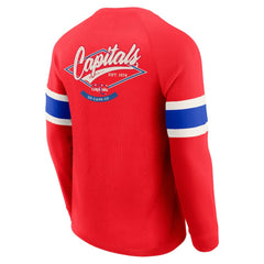 Washington Capitals Darius Rucker Collection by Fanatics Waffle-Knit Raglan Long Sleeve Henley T-Shirt - Red | US 202831281