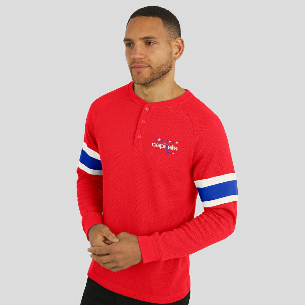 Washington Capitals Darius Rucker Collection by Fanatics Waffle-Knit Raglan Long Sleeve Henley T-Shirt - Red | US 202831281