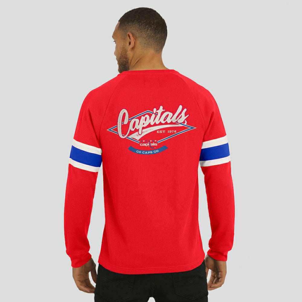 Washington Capitals Darius Rucker Collection by Fanatics Waffle-Knit Raglan Long Sleeve Henley T-Shirt - Red | US 202831281