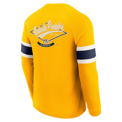 Nashville Predators Darius Rucker Collection by Fanatics Waffle-Knit Raglan Long Sleeve Henley T-Shirt - Gold | US 202831283
