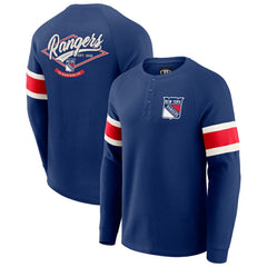 New York Rangers Darius Rucker Collection by Fanatics Waffle-Knit Raglan Long Sleeve Henley T-Shirt - Navy | US 202831284