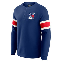 New York Rangers Darius Rucker Collection by Fanatics Waffle-Knit Raglan Long Sleeve Henley T-Shirt - Navy | US 202831284