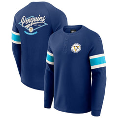 Pittsburgh Penguins Darius Rucker Collection by Fanatics Waffle-Knit Raglan Long Sleeve Henley T-Shirt - Navy | US 202831285