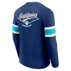 Pittsburgh Penguins Darius Rucker Collection by Fanatics Waffle-Knit Raglan Long Sleeve Henley T-Shirt - Navy | US 202831285
