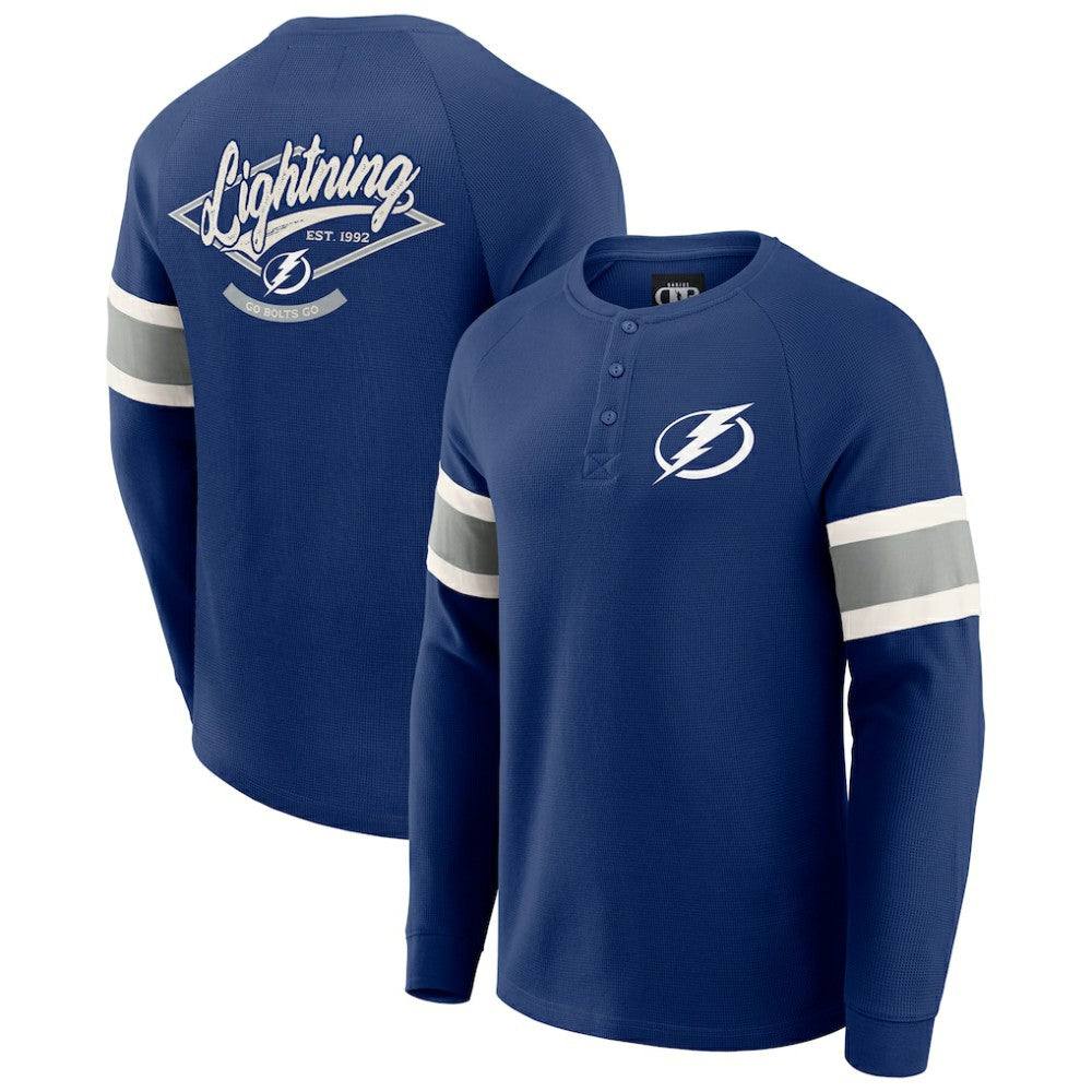 Tampa Bay Lightning Darius Rucker Collection by Fanatics Waffle-Knit Raglan Long Sleeve Henley T-Shirt - Navy | US 202831288