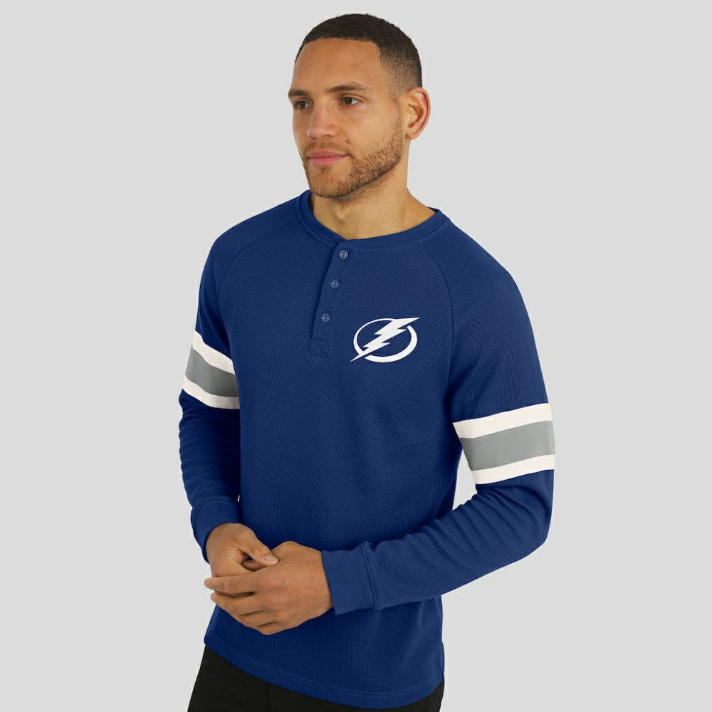 Tampa Bay Lightning Darius Rucker Collection by Fanatics Waffle-Knit Raglan Long Sleeve Henley T-Shirt - Navy | US 202831288