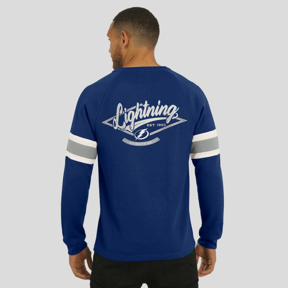 Tampa Bay Lightning Darius Rucker Collection by Fanatics Waffle-Knit Raglan Long Sleeve Henley T-Shirt - Navy | US 202831288