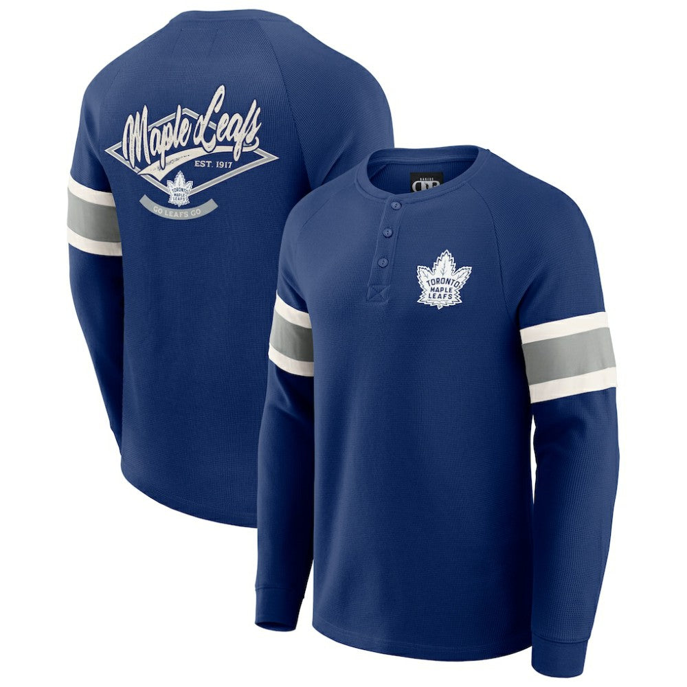 Toronto Maple Leafs Darius Rucker Collection by Fanatics Waffle-Knit Raglan Long Sleeve Henley T-Shirt - Navy | US 202831289