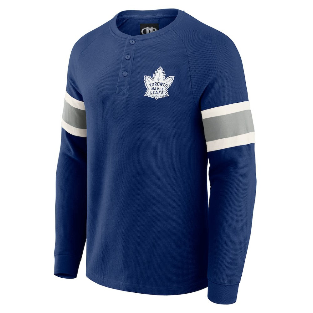 Toronto Maple Leafs Darius Rucker Collection by Fanatics Waffle-Knit Raglan Long Sleeve Henley T-Shirt - Navy | US 202831289