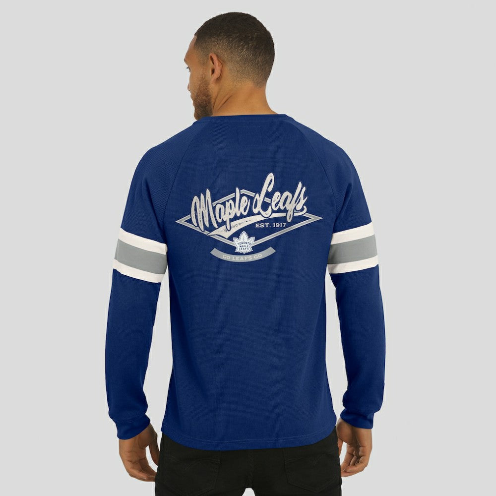 Toronto Maple Leafs Darius Rucker Collection by Fanatics Waffle-Knit Raglan Long Sleeve Henley T-Shirt - Navy | US 202831289