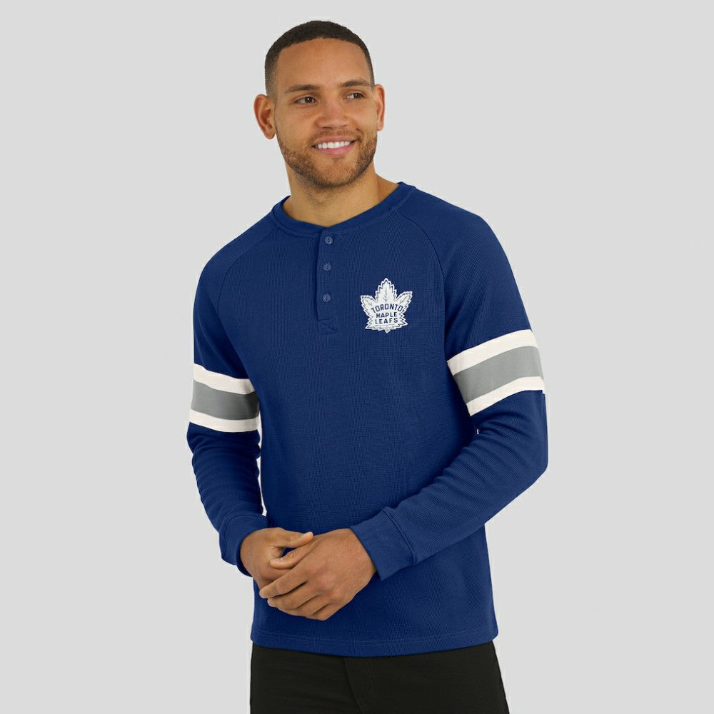 Toronto Maple Leafs Darius Rucker Collection by Fanatics Waffle-Knit Raglan Long Sleeve Henley T-Shirt - Navy | US 202831289