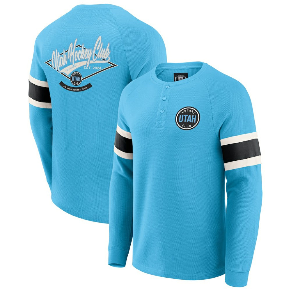 Utah Hockey Club Darius Rucker Collection by Fanatics Waffle-Knit Raglan Long Sleeve Henley T-Shirt - Light Blue | US 202831290