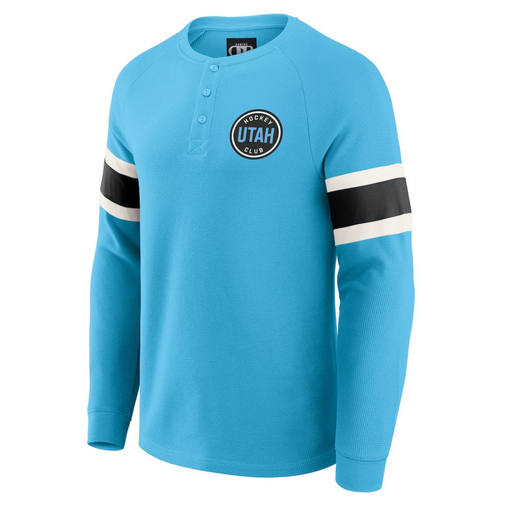 Utah Hockey Club Darius Rucker Collection by Fanatics Waffle-Knit Raglan Long Sleeve Henley T-Shirt - Light Blue | US 202831290