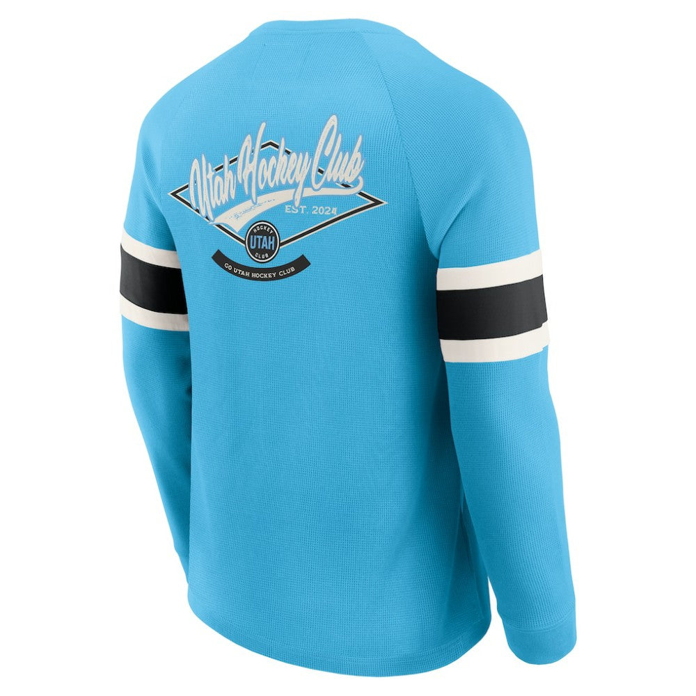 Utah Hockey Club Darius Rucker Collection by Fanatics Waffle-Knit Raglan Long Sleeve Henley T-Shirt - Light Blue | US 202831290