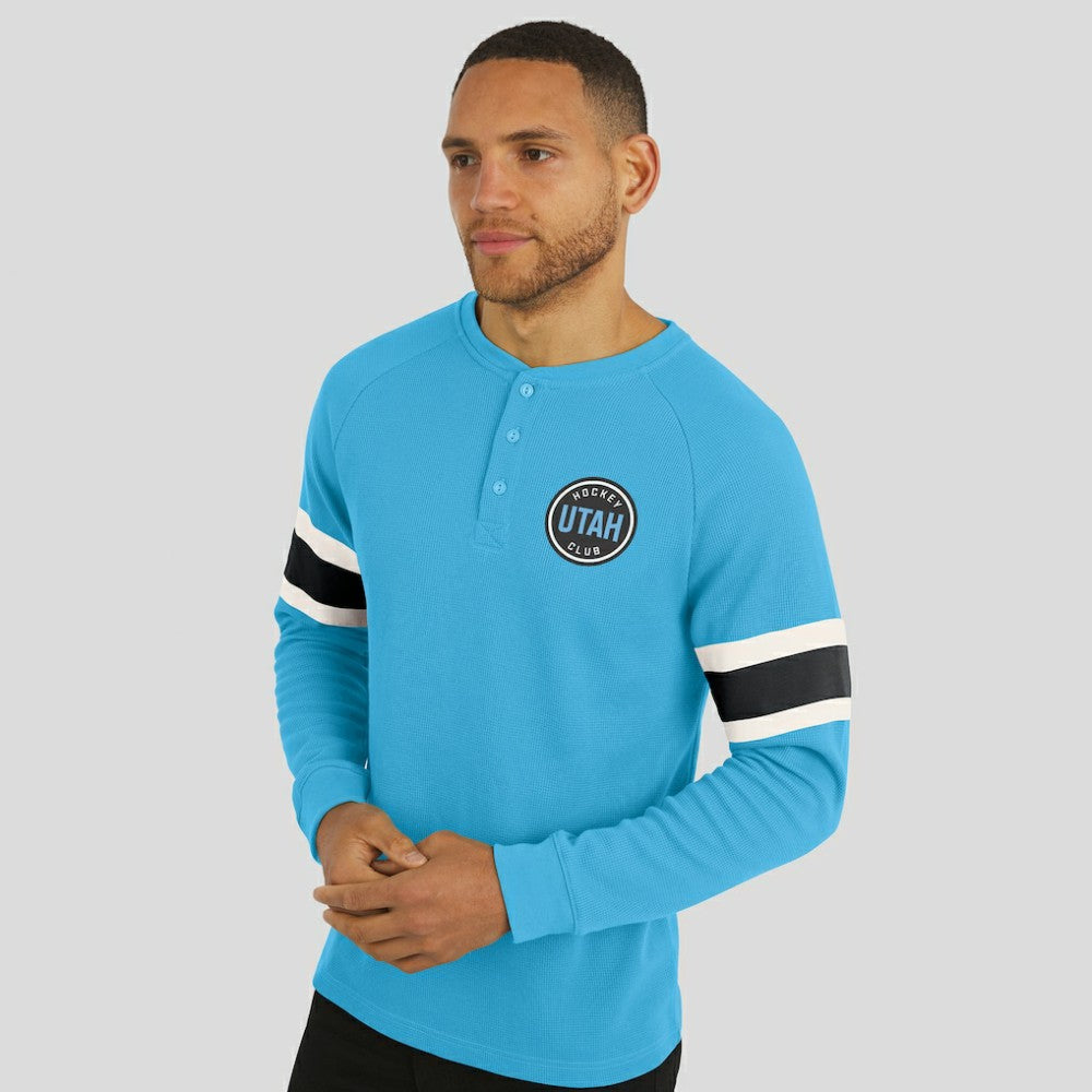 Utah Hockey Club Darius Rucker Collection by Fanatics Waffle-Knit Raglan Long Sleeve Henley T-Shirt - Light Blue | US 202831290
