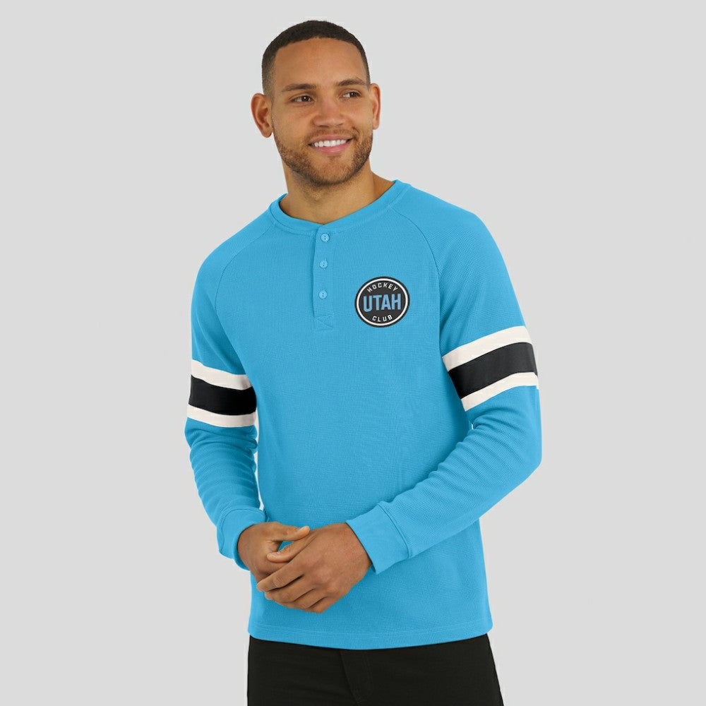 Utah Hockey Club Darius Rucker Collection by Fanatics Waffle-Knit Raglan Long Sleeve Henley T-Shirt - Light Blue | US 202831290