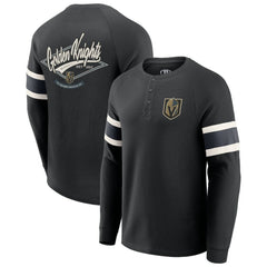 Vegas Golden Knights Darius Rucker Collection by Fanatics Waffle-Knit Raglan Long Sleeve Henley T-Shirt - Black | US 202831291