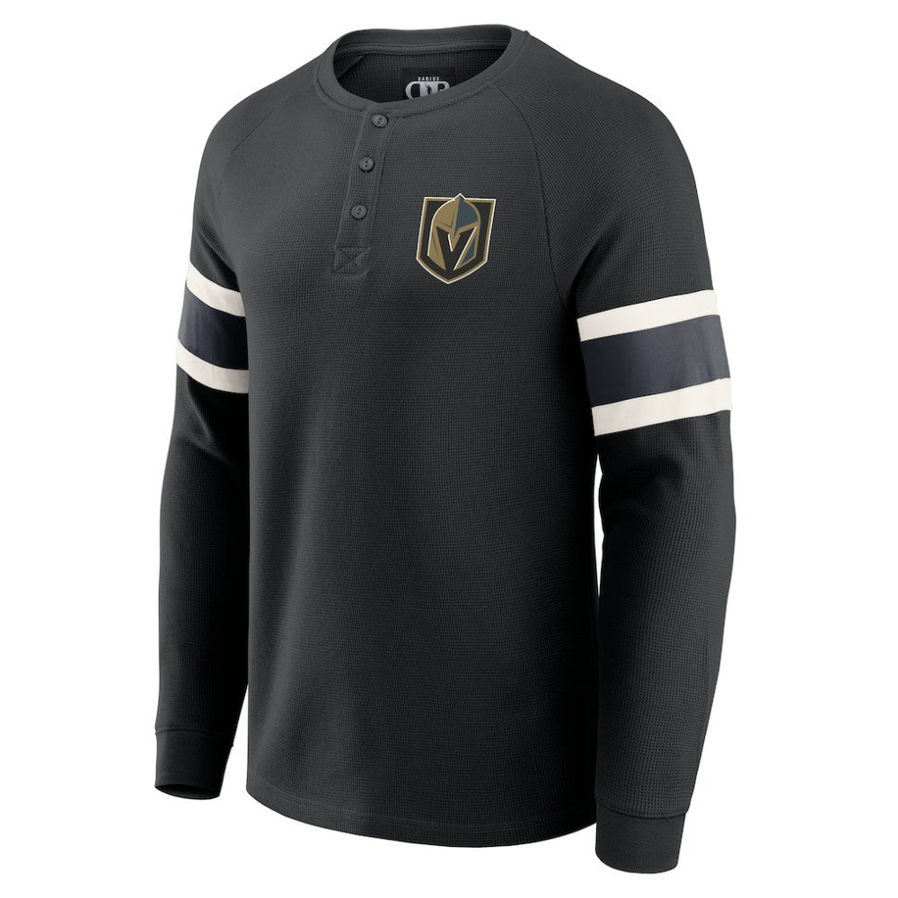 Vegas Golden Knights Darius Rucker Collection by Fanatics Waffle-Knit Raglan Long Sleeve Henley T-Shirt - Black | US 202831291