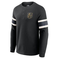 Vegas Golden Knights Darius Rucker Collection by Fanatics Waffle-Knit Raglan Long Sleeve Henley T-Shirt - Black | US 202831291