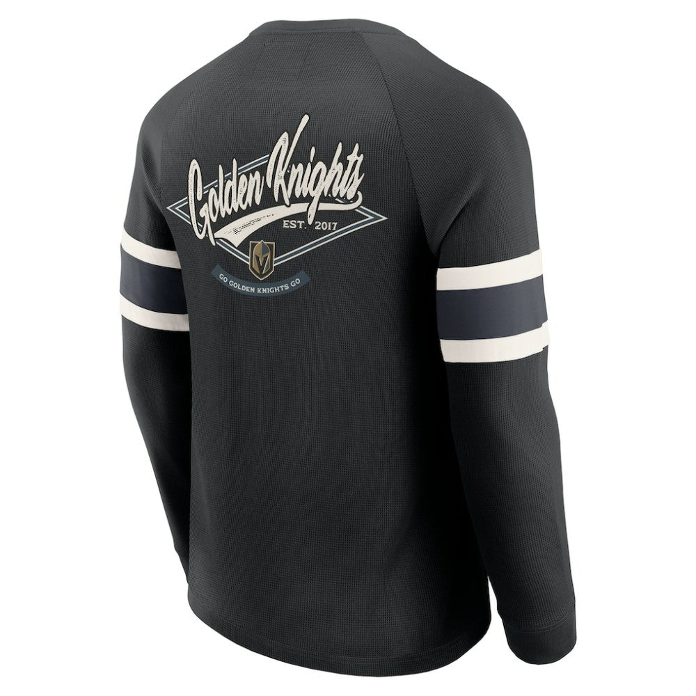 Vegas Golden Knights Darius Rucker Collection by Fanatics Waffle-Knit Raglan Long Sleeve Henley T-Shirt - Black | US 202831291