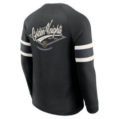 Vegas Golden Knights Darius Rucker Collection by Fanatics Waffle-Knit Raglan Long Sleeve Henley T-Shirt - Black | US 202831291