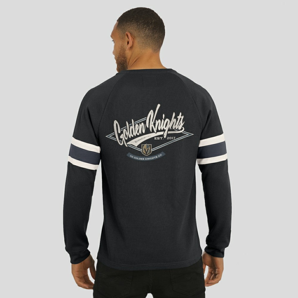 Vegas Golden Knights Darius Rucker Collection by Fanatics Waffle-Knit Raglan Long Sleeve Henley T-Shirt - Black | US 202831291